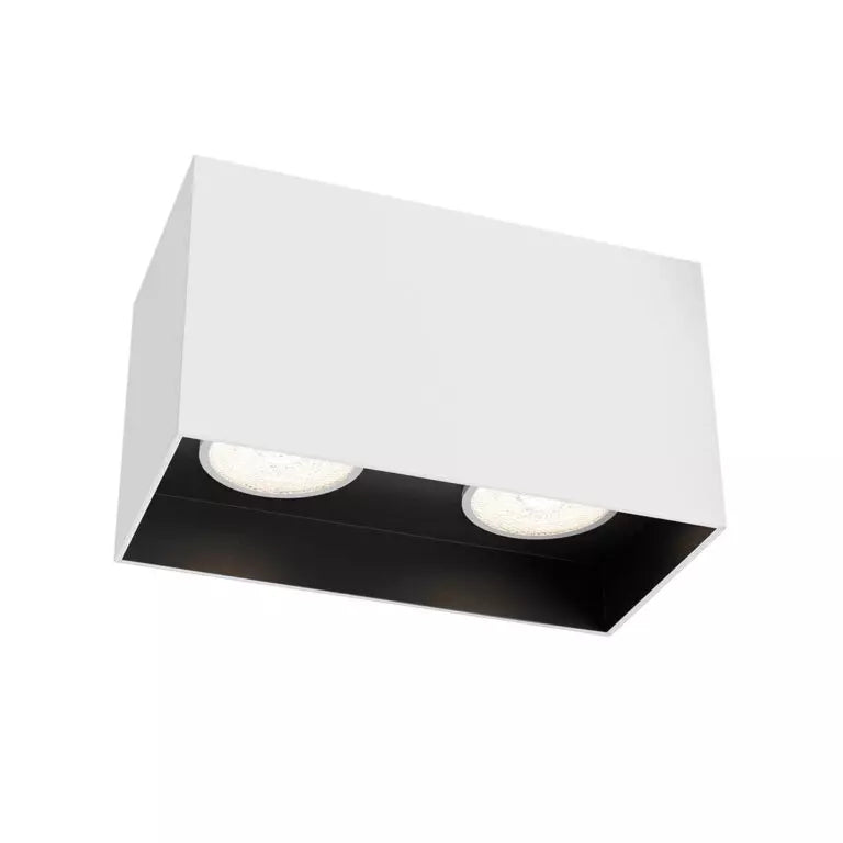 PLAFONNIER CARRÉ FIXE DOUBLE BLANC GU10 EXCLUT