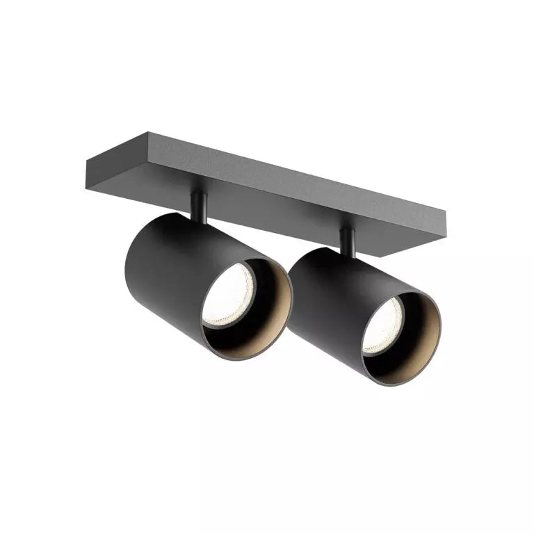 PLAFONNIER SURFACE DOUBLE NOIR GU10 EXCLUT