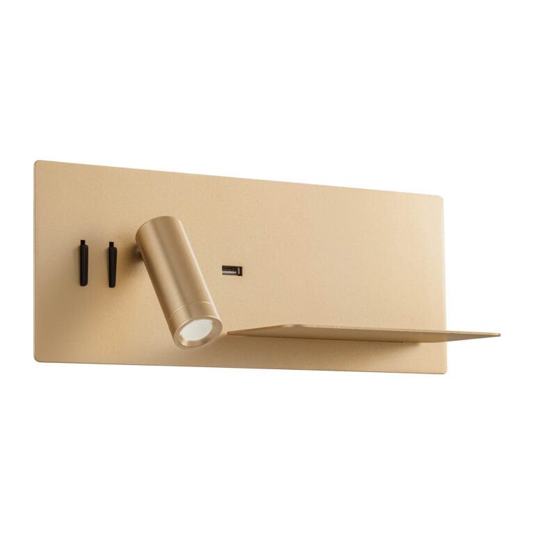 LISEUSE MATT GOLD MAIN DROITE AVEC CHARGEUR USB ET INTERRUPTEUR 8W + 3W - BLANC CHAUD
