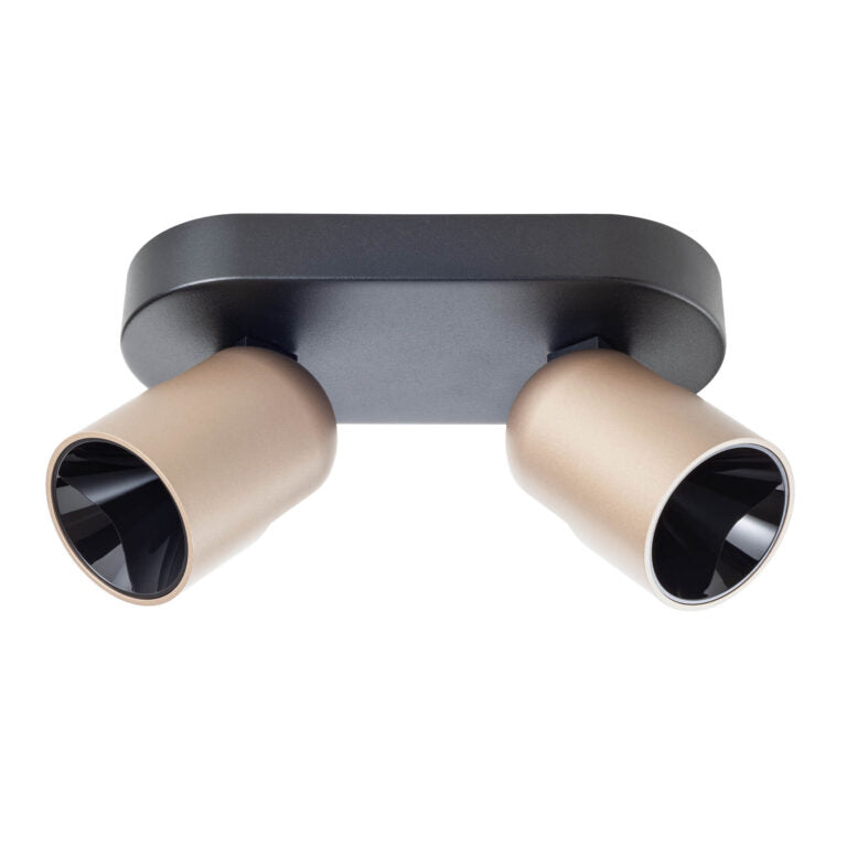 PLAFONNIER 2 PLACES NOIR MAT /ARGENT CAFÉ 16W 2700K