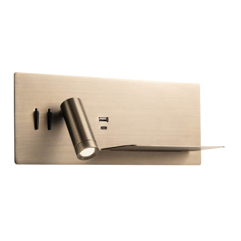 LISEUSE BRONZE MAIN DROITE AVEC CHARGEUR USB ET INTERRUPTEUR 8W + 3W - BLANC CHAUD