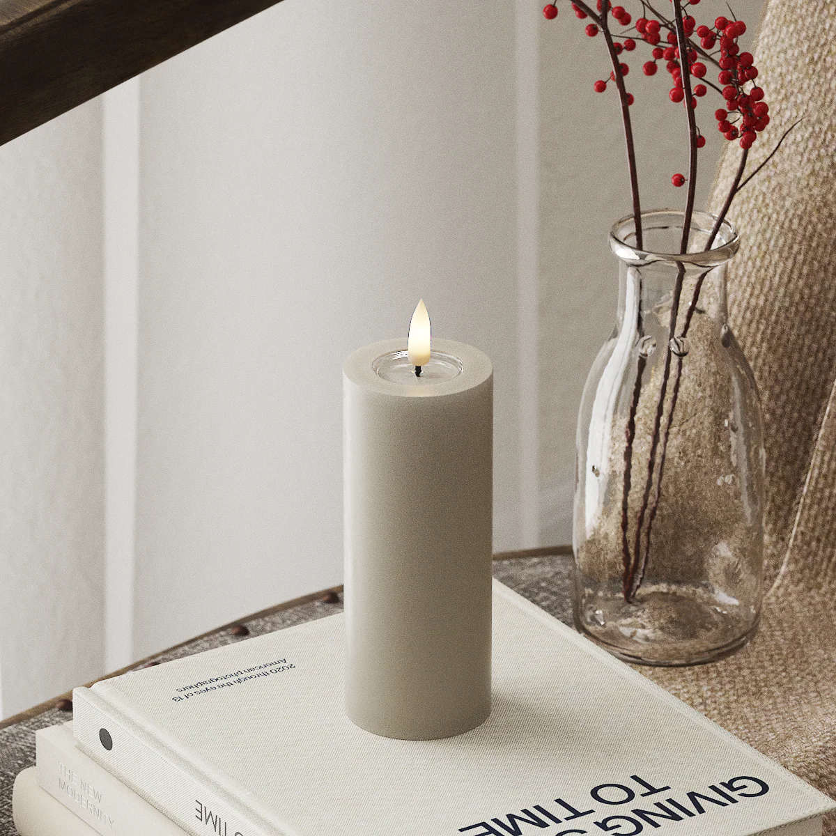 Bougies Led Pilier 5x12,5cm Sable